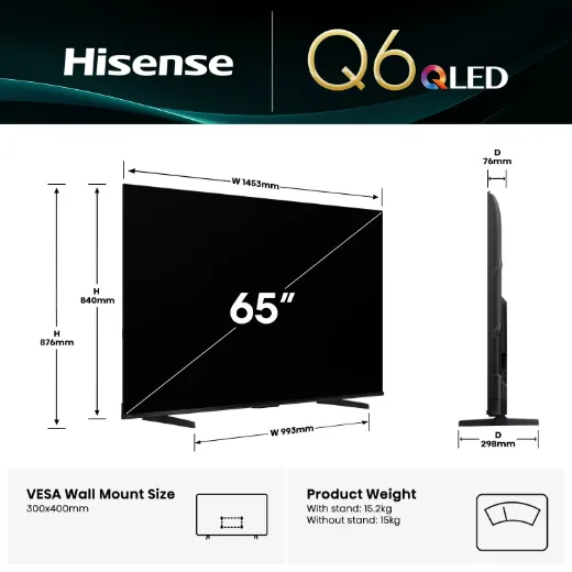 Picture of Hisense 65" Q6QAU 4K QLED Smart TV