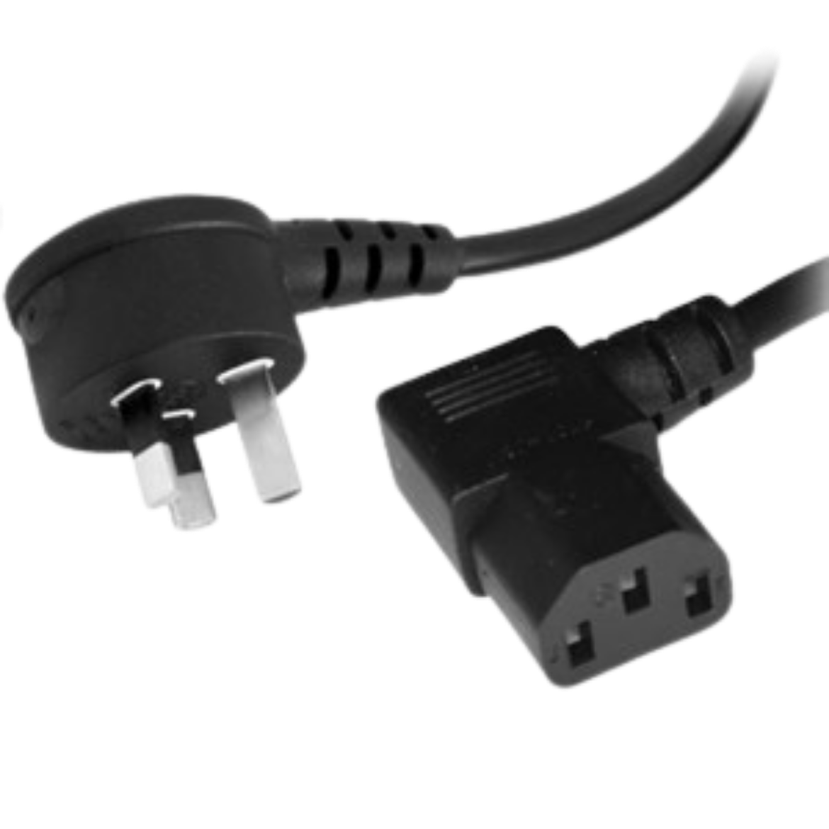 Picture of 0.5m 3pin Mains Right Angle Plug to IEC C13 Right Angle Female