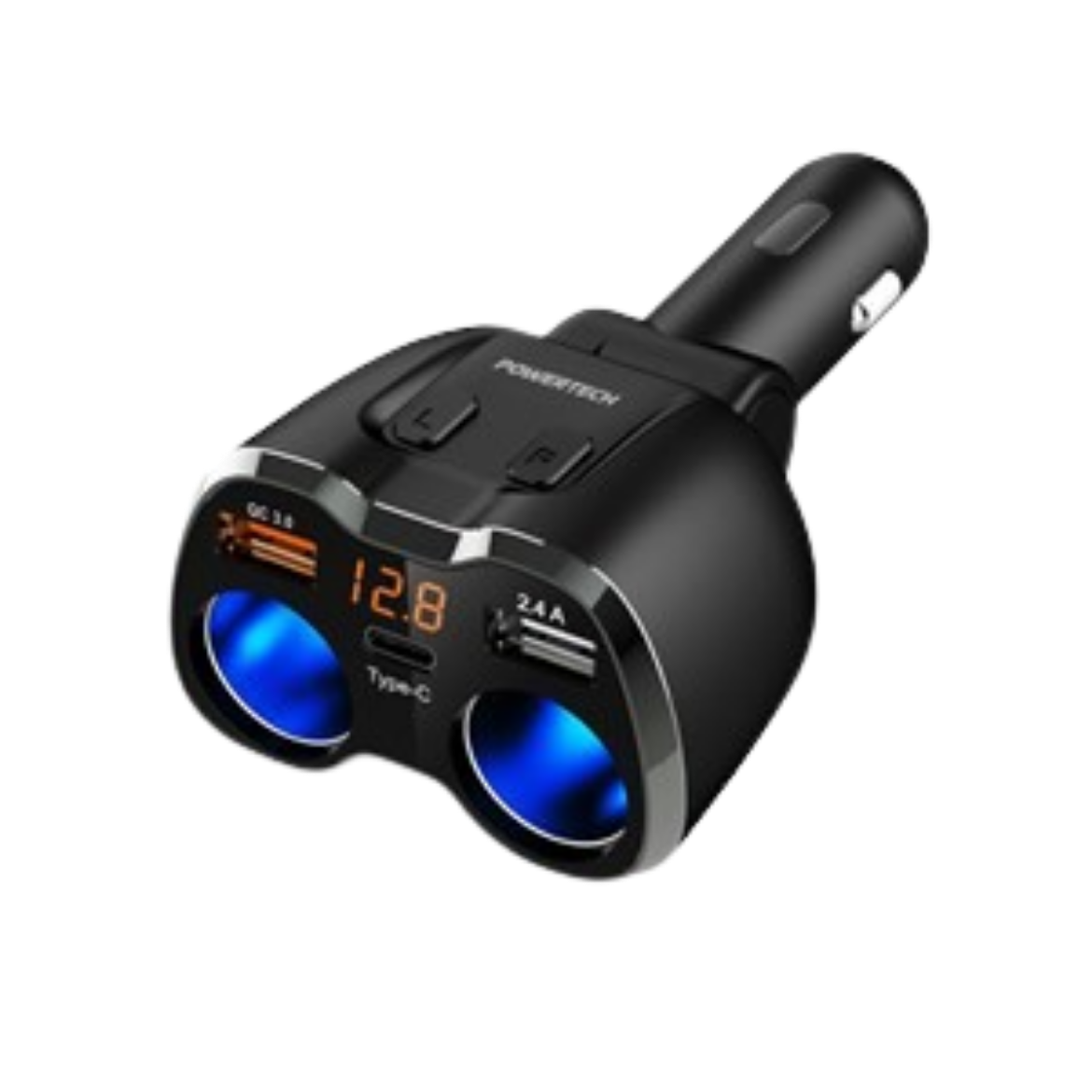 Picture of Dual Car Cigarette Lighter Adaptor with 3x USB Charging Ports and Voltmeter