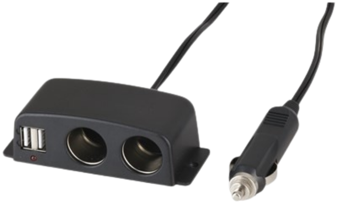 Picture of Cigarette Lighter 2 way Splitter with 2 USB Ports