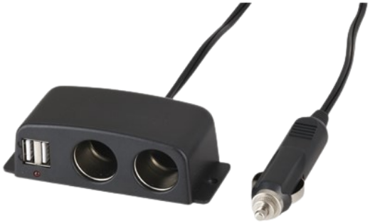 Picture of Cigarette Lighter 2 way Splitter with 2 USB Ports