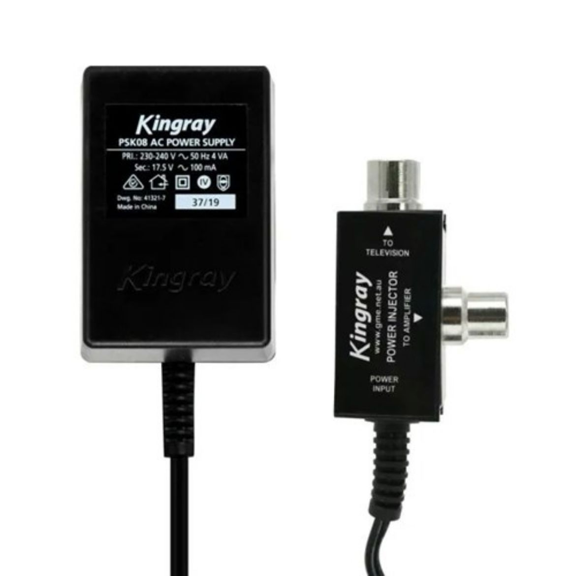 Picture of Kingray 17.5V AC 100mA Plug Pack with PAL connection on power injector PSK08