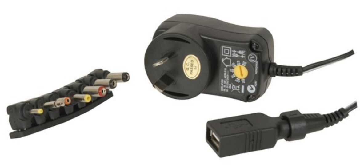 Picture of 3-12V DC 7.2W Power Supply 7DC Plugs and USB Outlet