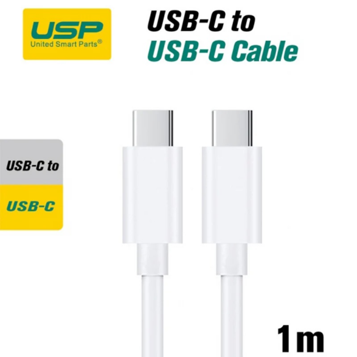 Picture of USP USB-C to USB-C 60W Charge Cable (1M) White