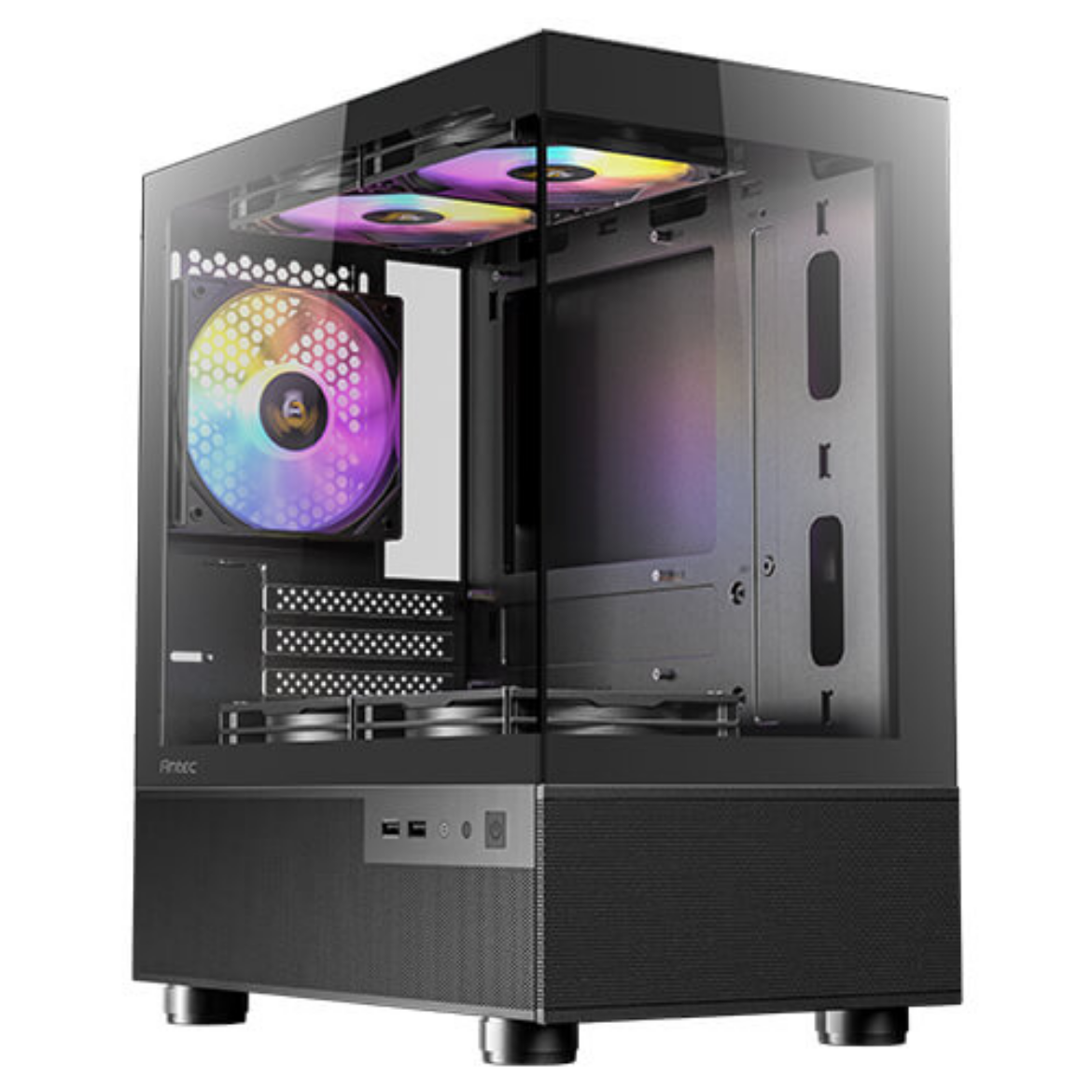 Picture of Antec CX200M RGB Elite mATX Case, 270 Degrees View, 2x USB 3.0 & Audio I/O, Mesh Front and Bottom, Clear Glass View, 5x RGB Fans Included