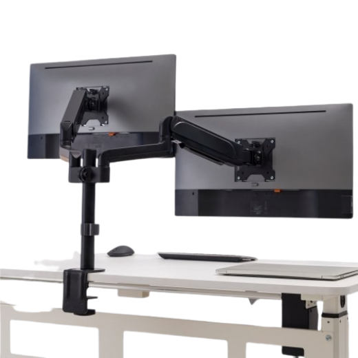 Picture of Brateck Dual Monitor Pole-Mounted Gas Spring Monitor Arm Fit Most 17"-32"