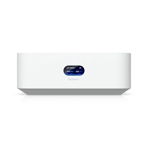 Picture of Ubiquiti UniFi Express 7, Mesh-scalable, Super-compact 10G Cloud Gateway, Integrated WiFi 7 With 6 GHz support, 140 m² Coverage