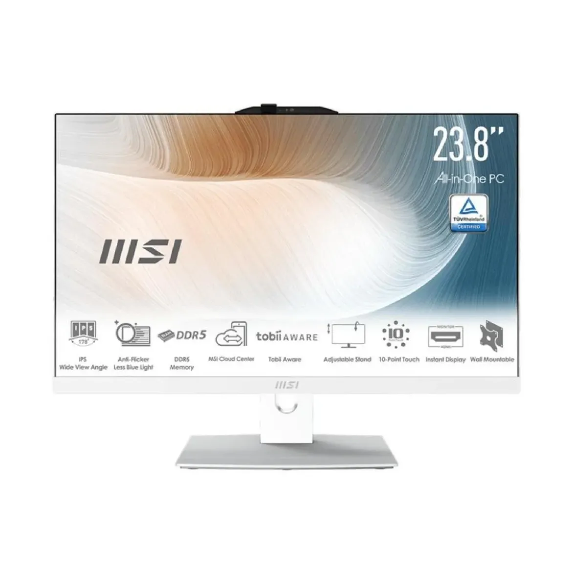 Picture of MSI Modern 24" AIO PC, Intel Core 5 120U, 16GB DDR5, 1TB M.2 NVMe SSD - White